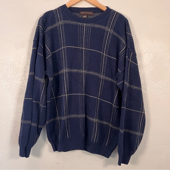 Liberty Sweaters VTG Men’s Navy crew neck sweater size Large - Picture 1 of 7
